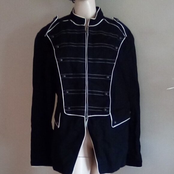 Tripp NYC Daang Goodman Steampunk Admiral VTG Black White Jacket XL - Picture 2 of 8